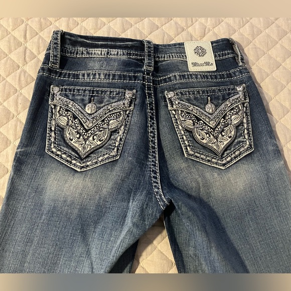 “Distressed Paisley” Miss Me Women’s Mid Rise Curvy Ankle Skinny Jeans (size 25) - Picture 6 of 11